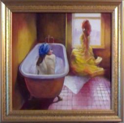 Flatmates  17x16 Oil on Board  Framed