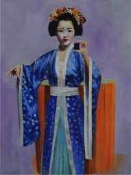 Kimono (selfie)  21x27  Oil on Board
